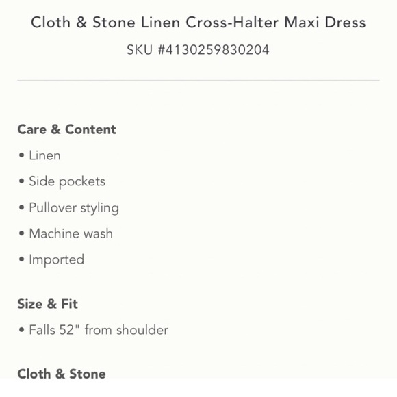 Cloth & Stone Linen Cross-Halter Maxi Dress , Moss Green - Picture 2 of 3